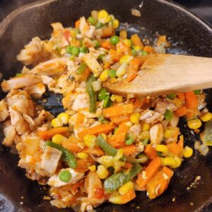 chicken mixed with veggies